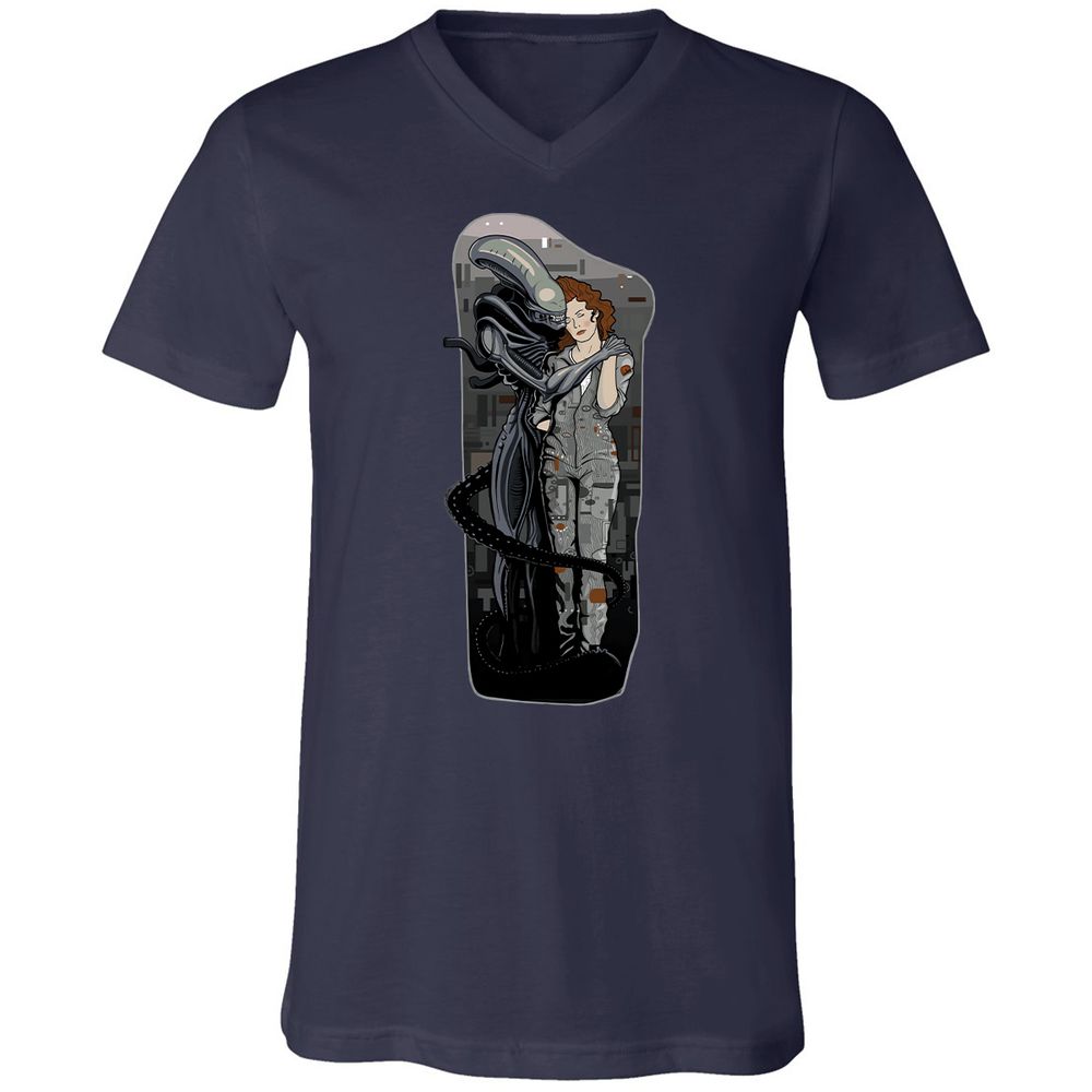 Unisex V-Neck T-Shirt - R4KUAQ4D - Navy - 2