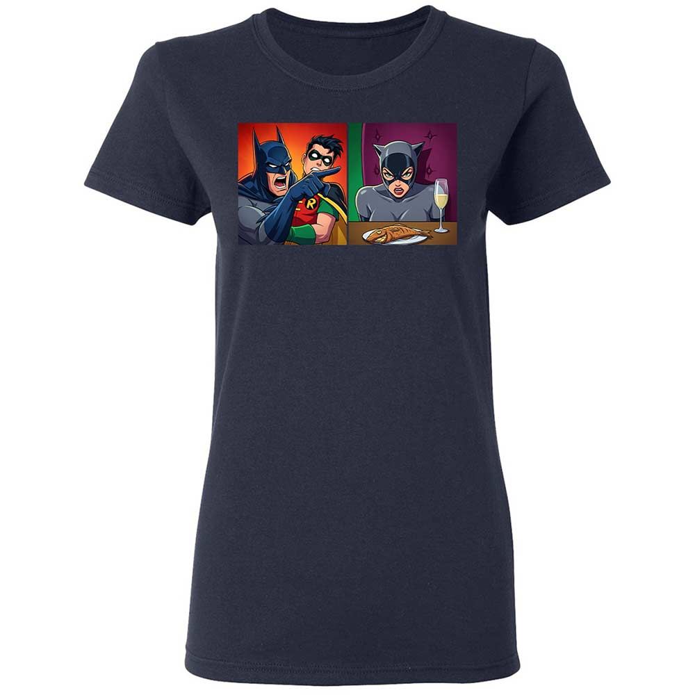 Bat Yelling at Catwoman - Navy - 2