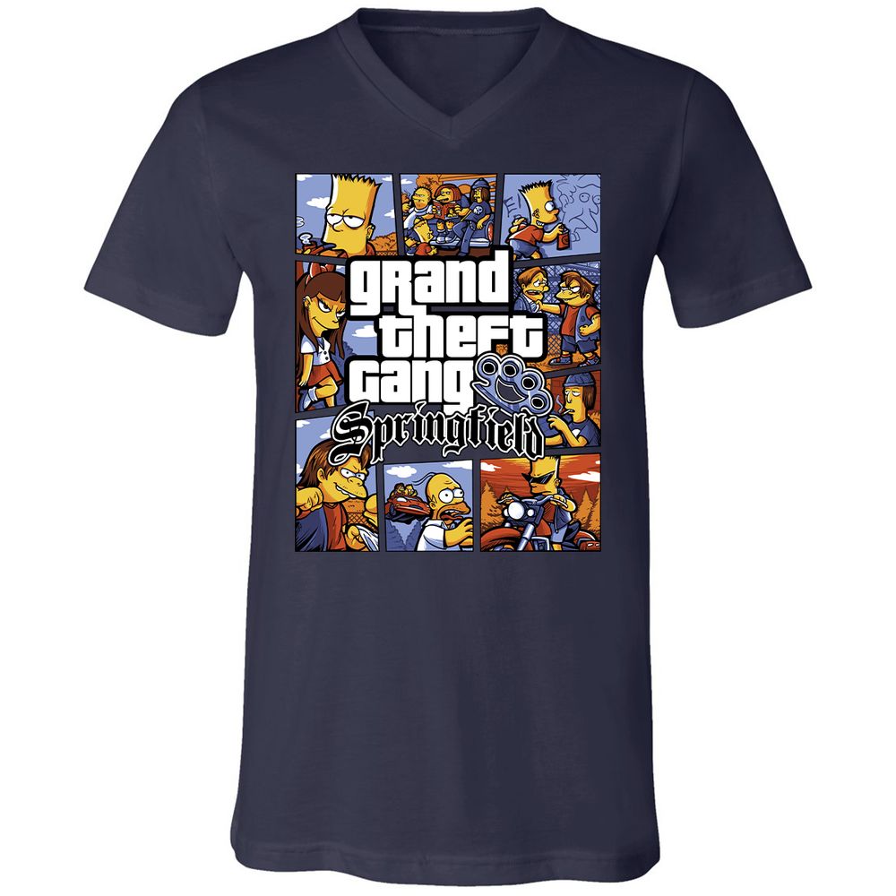 Unisex V-Neck T-Shirt - 3RN1RZFQ - Navy - 2