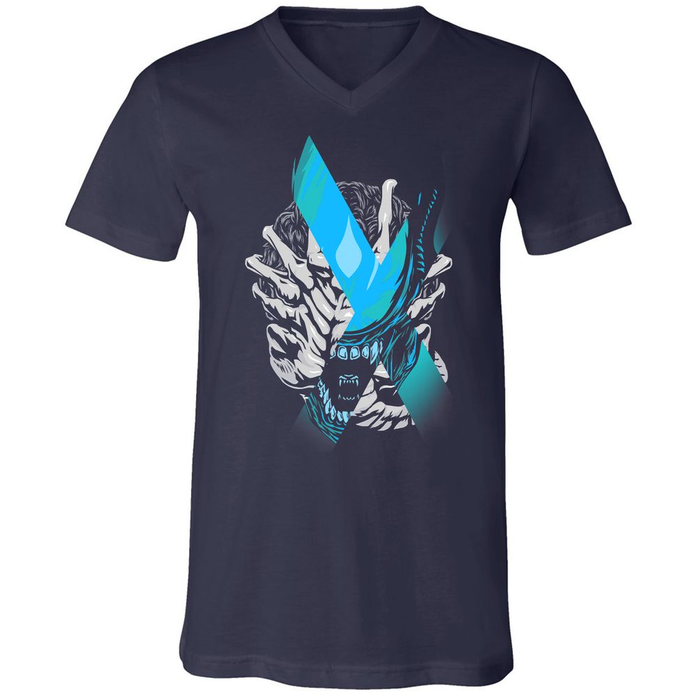 Unisex V-Neck T-Shirt - X6XW7949 - Navy - 2