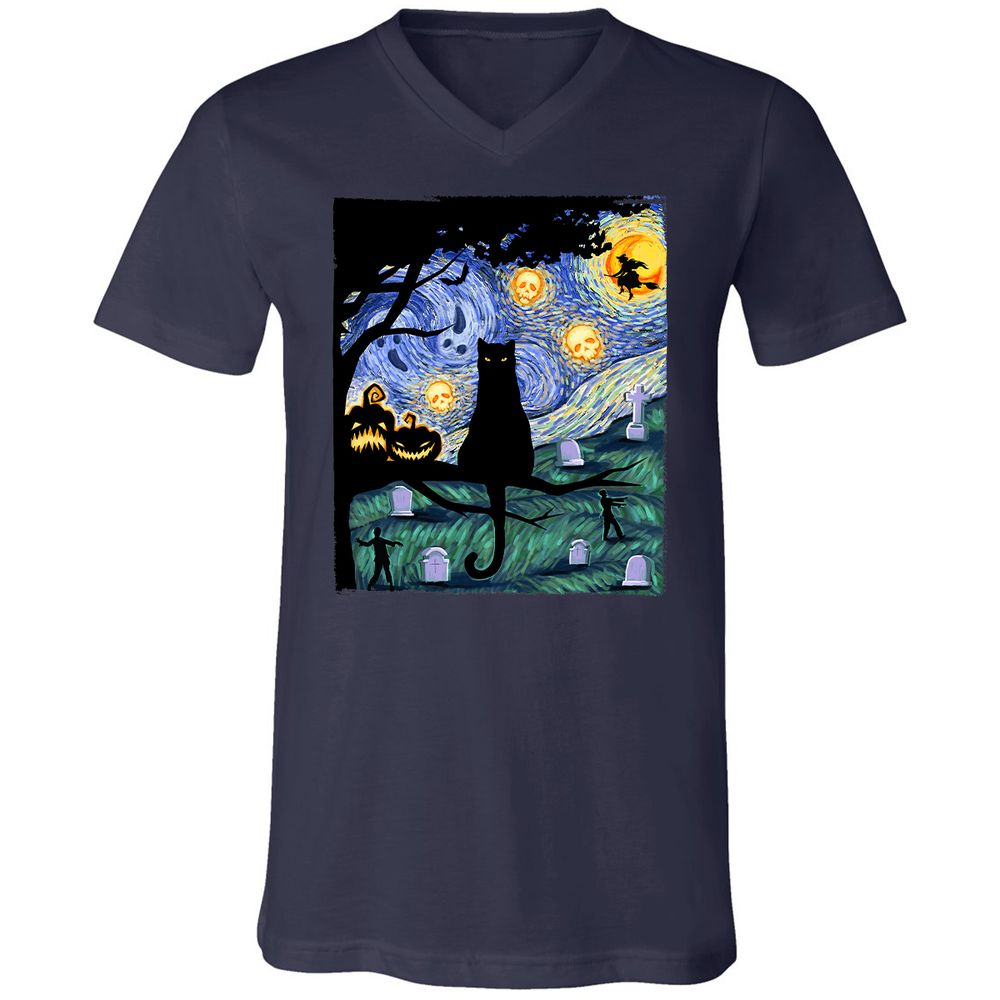 Unisex V-Neck T-Shirt - MFG2B8LN - Navy - 2