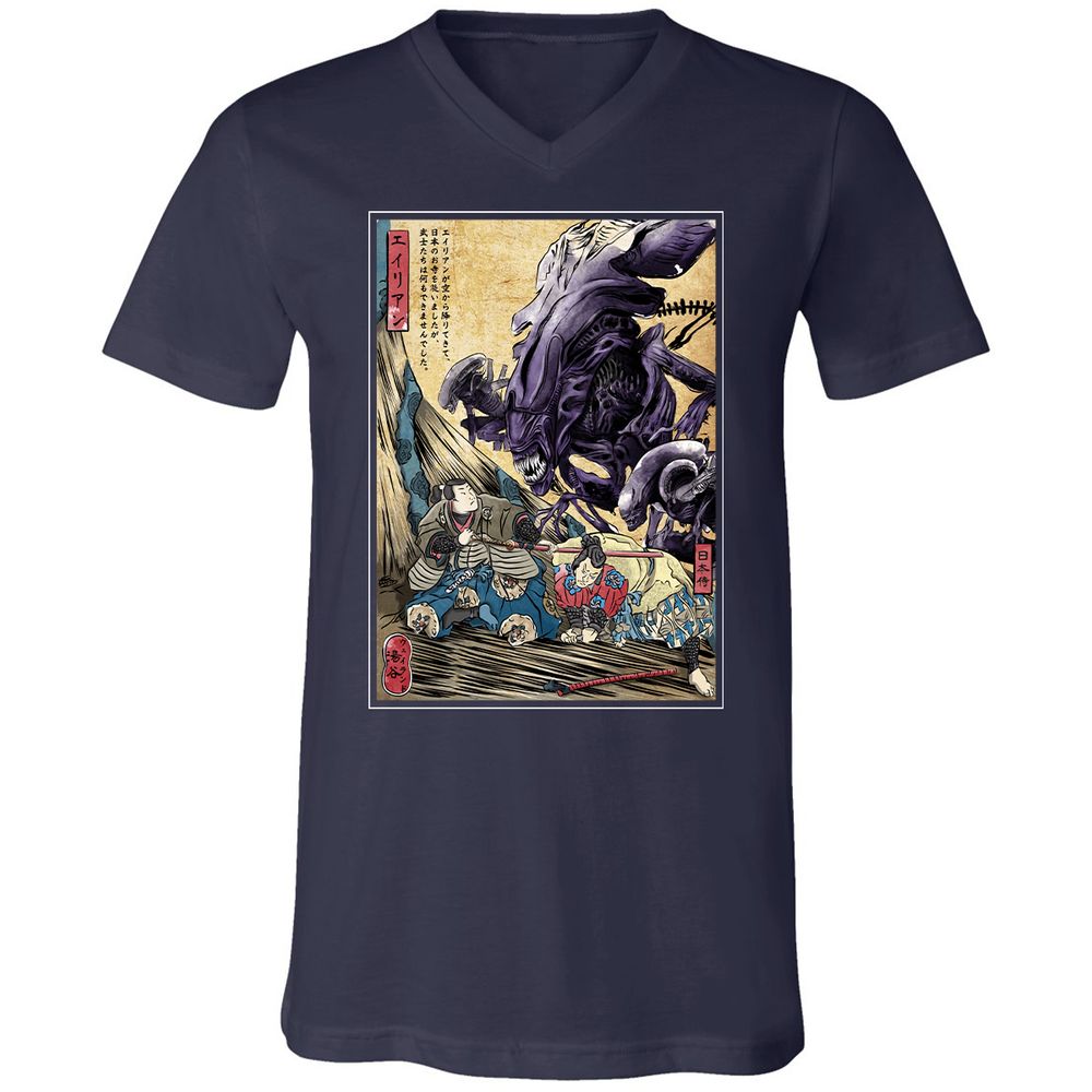 Unisex V-Neck T-Shirt - T66RFLWZ - Navy - 2
