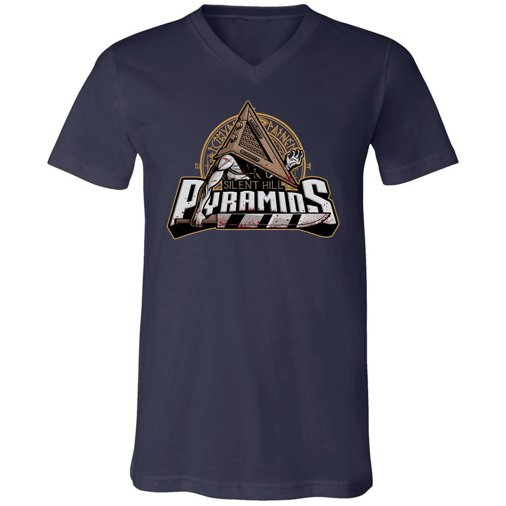 Unisex V-Neck T-Shirt - YXBG6ET9 - Navy - 2