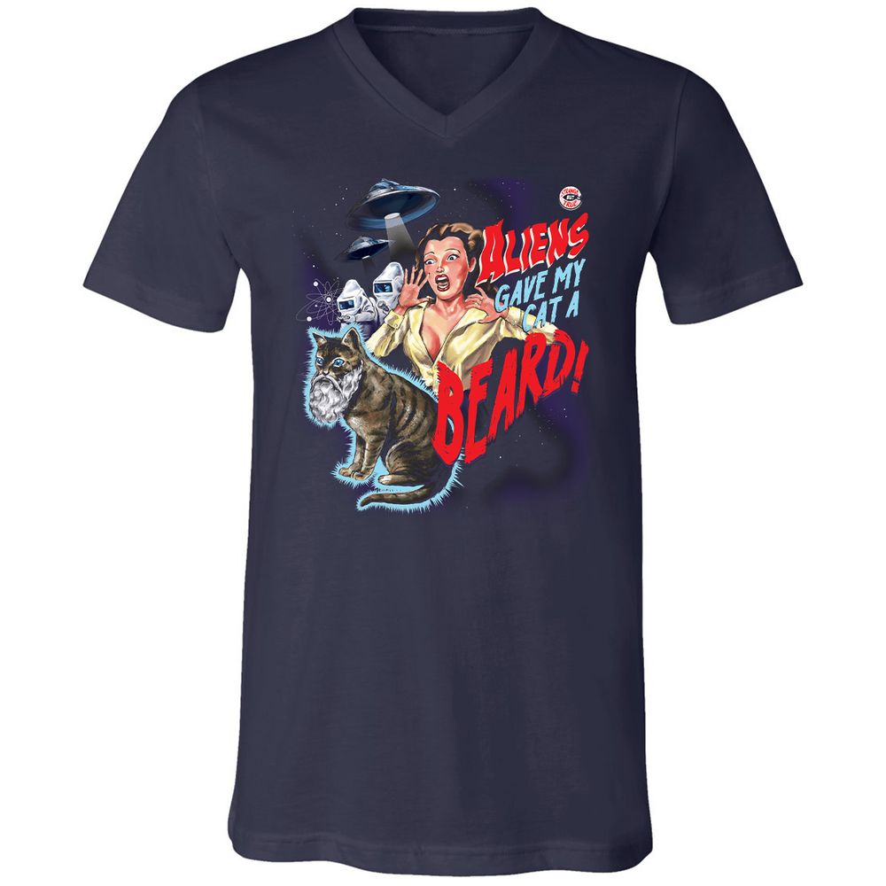 Unisex V-Neck T-Shirt - C7CU91FH - Navy - 2