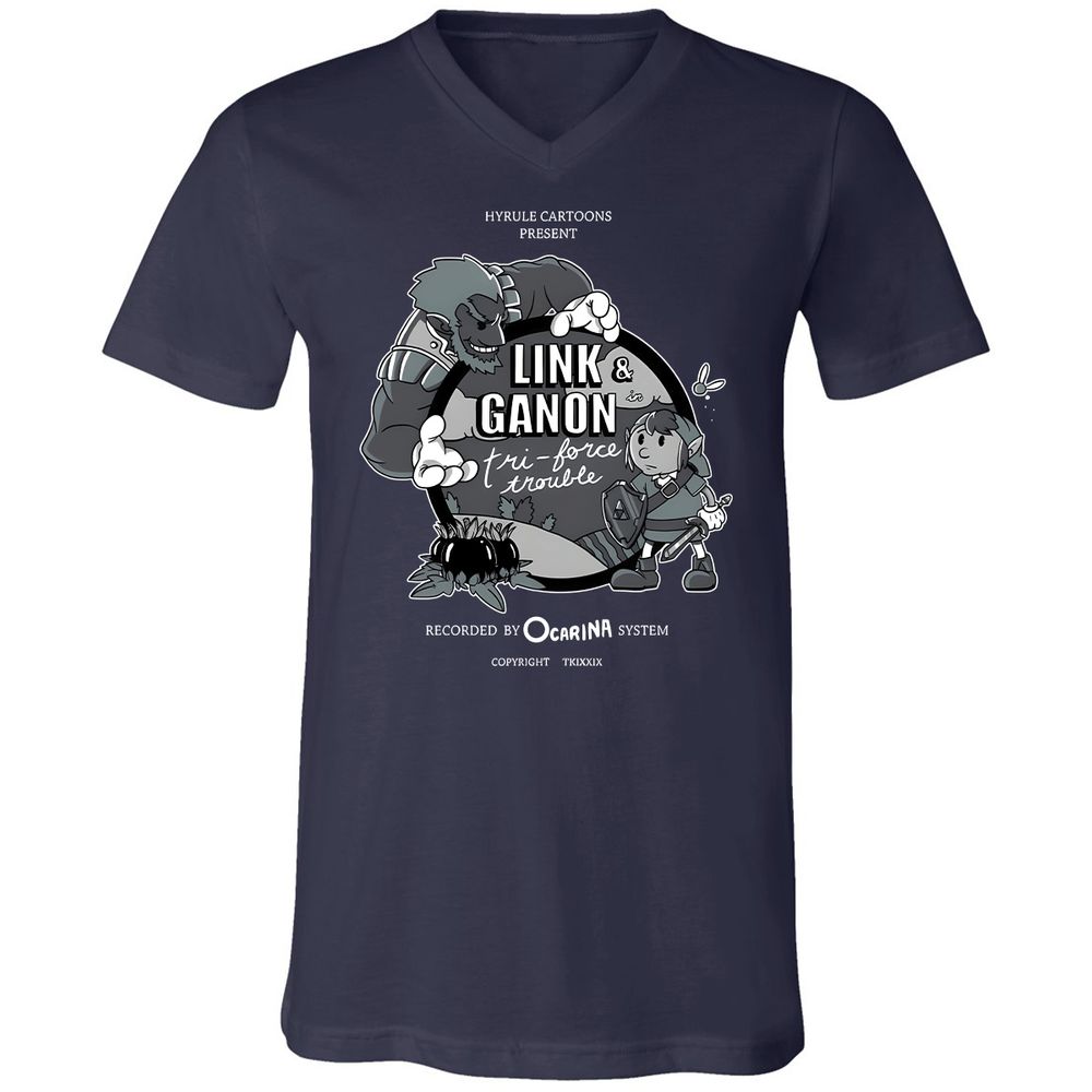 Unisex V-Neck T-Shirt - R5CWJQP9 - Navy - 2