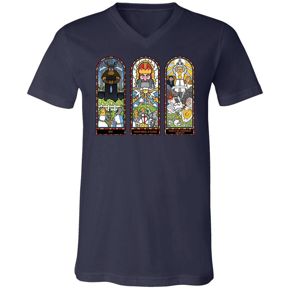 Unisex V-Neck T-Shirt - KYJPKQNR - Navy - 2