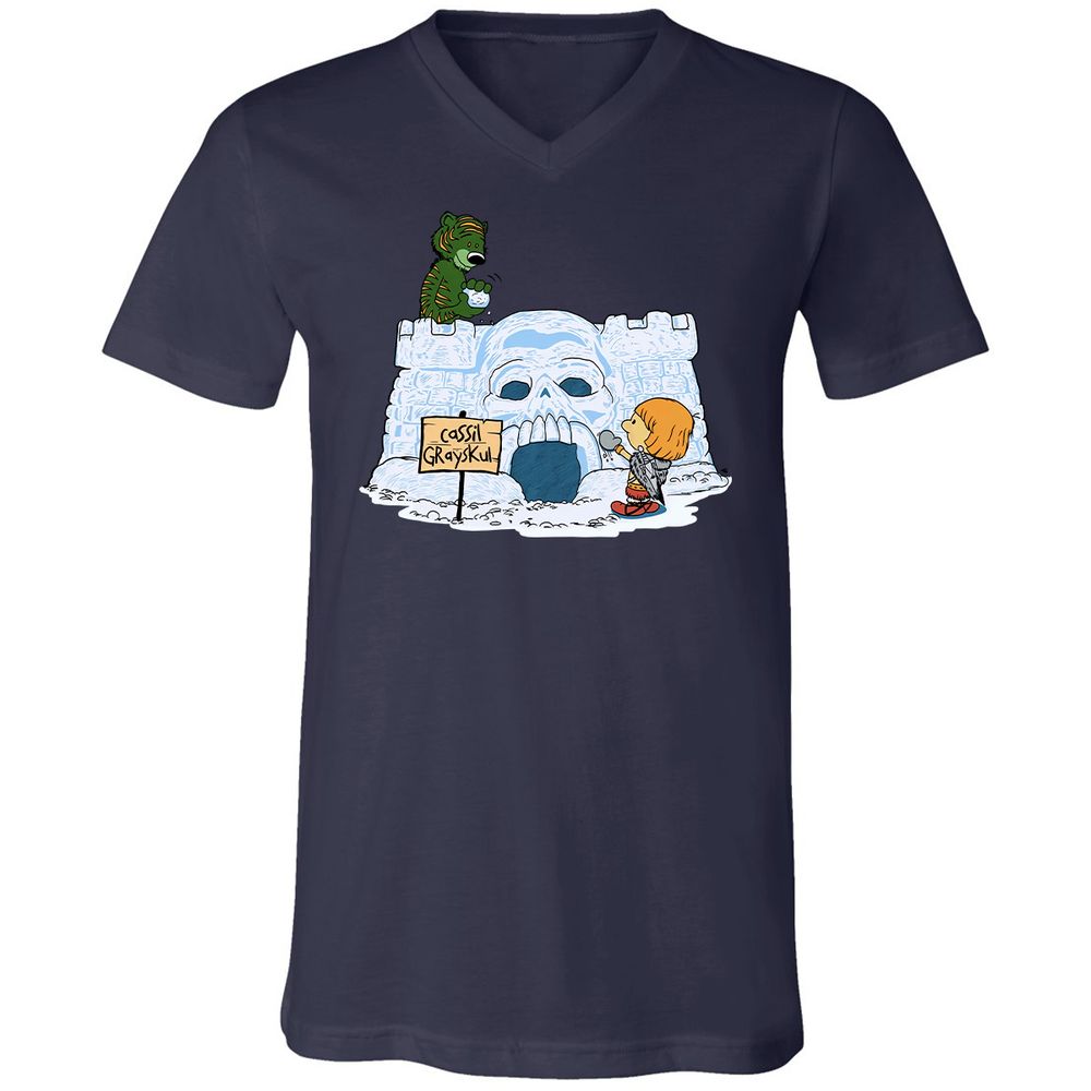 Unisex V-Neck T-Shirt - UCB9QDCJ - Navy - 2