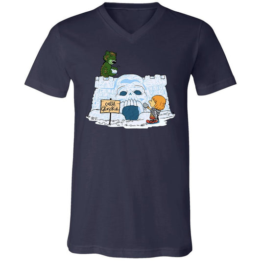 Unisex V-Neck T-Shirt - UCB9QDCJ - Navy - 2