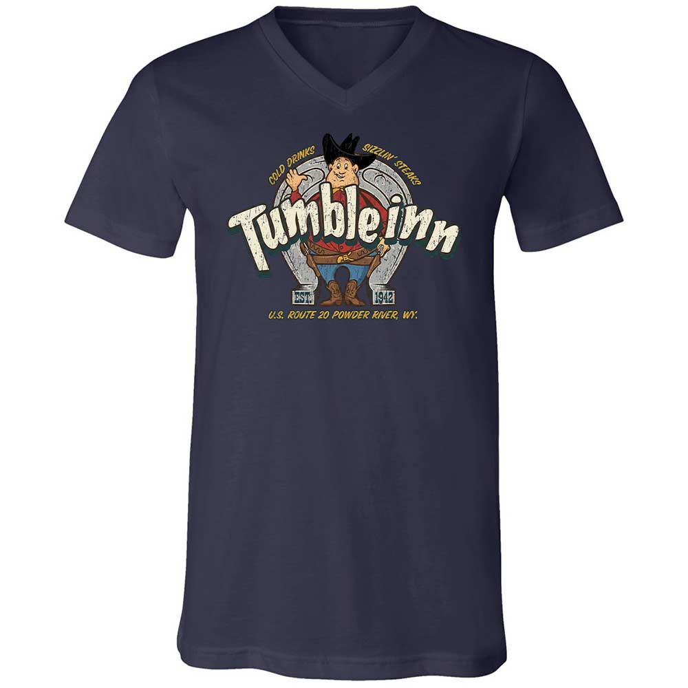 Unisex V-Neck T-Shirt - 6B7BKZ38 - Navy - 2