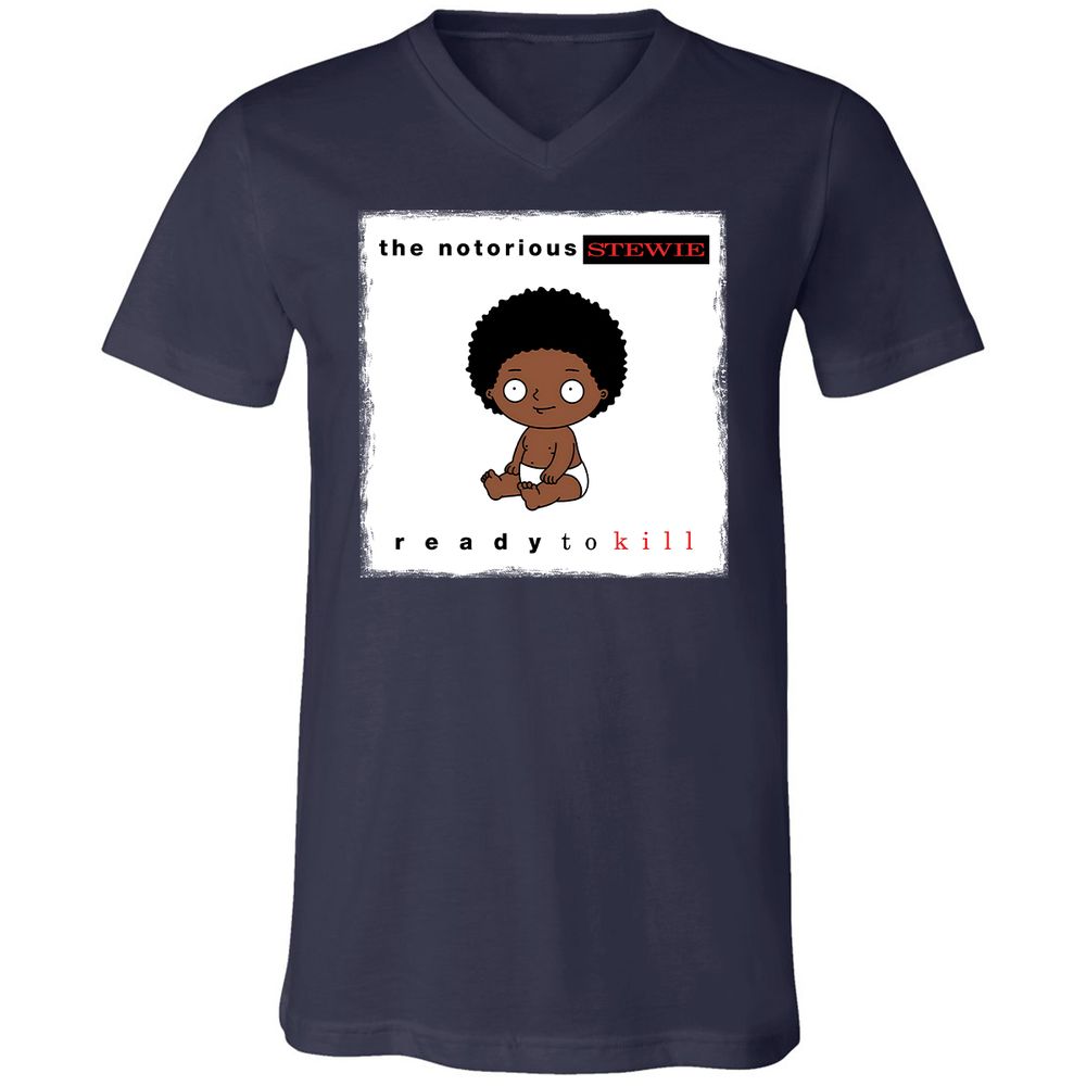 Unisex V-Neck T-Shirt - JR1WX8DD - Navy - 2