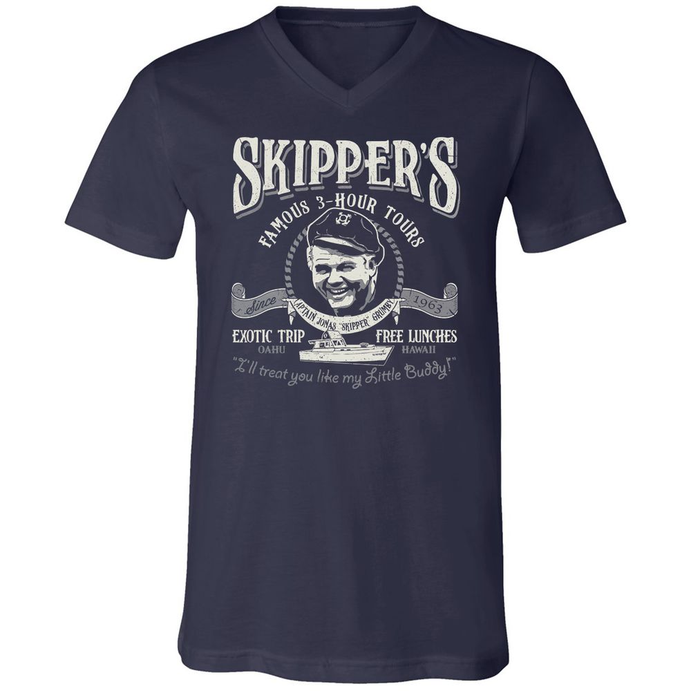 Unisex V-Neck T-Shirt - J5RN1BFE - Navy - 2