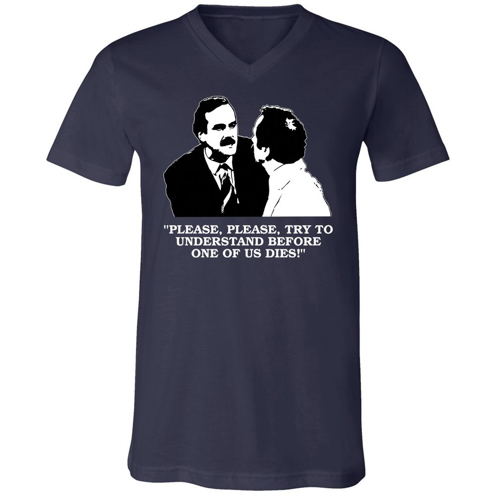 Unisex V-Neck T-Shirt - C82D5U26 - Navy - 2