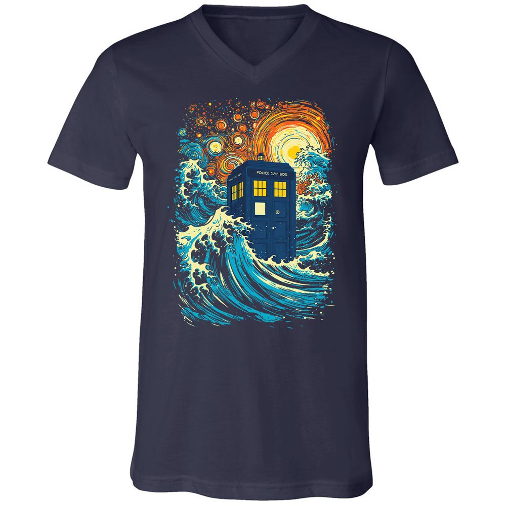 Unisex V-Neck T-Shirt - W4GZ85MA - Navy - 2