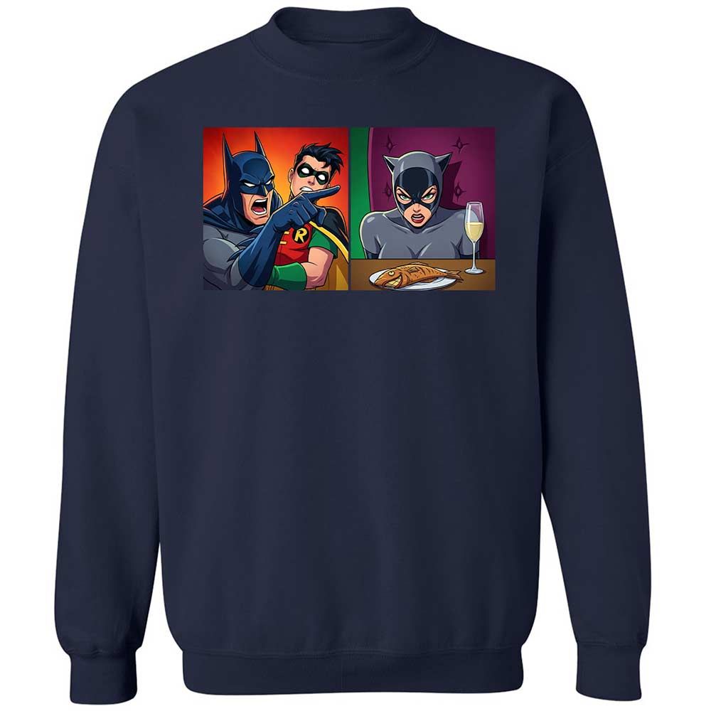 Bat Yelling at Catwoman - Navy - 2