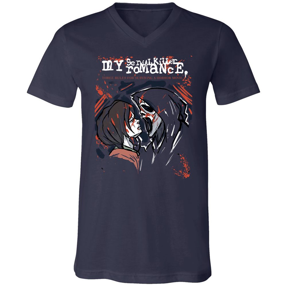 Unisex V-Neck T-Shirt - ZMH1YRED - Navy - 2