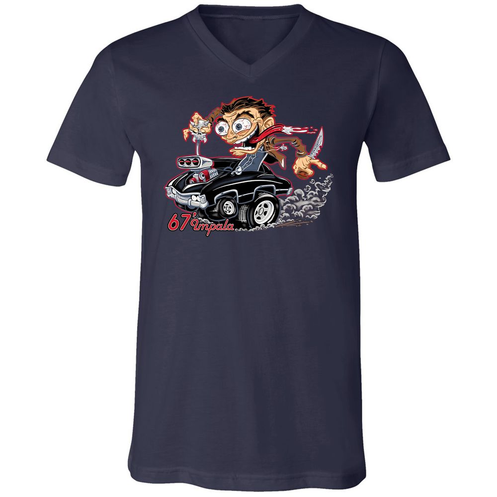 Unisex V-Neck T-Shirt - RKXFV9TJ - Navy - 2
