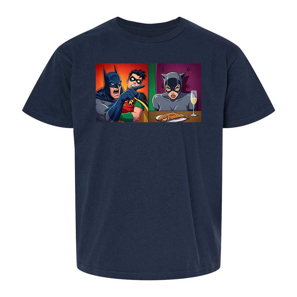 Bat Yelling at Catwoman - Navy - 2