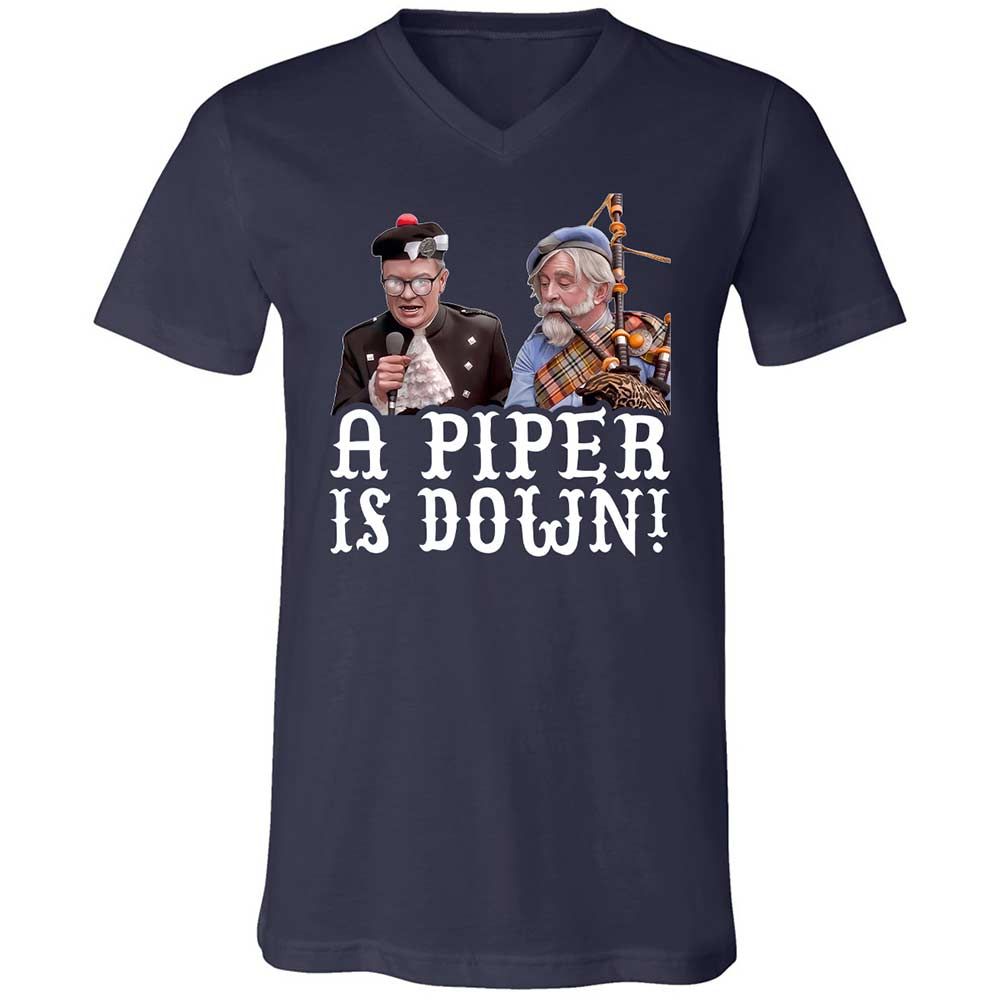 Unisex V-Neck T-Shirt - DAH4F6GJ - Navy - 2