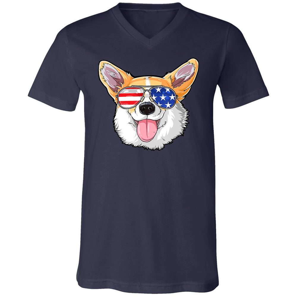 Unisex V-Neck T-Shirt - Z7UHBU8C - Navy - 2