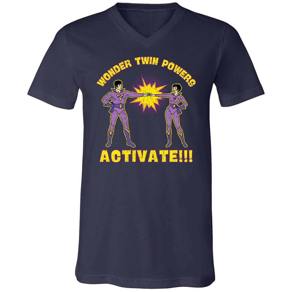 Unisex V-Neck T-Shirt - UQPFUBGY - Navy - 2