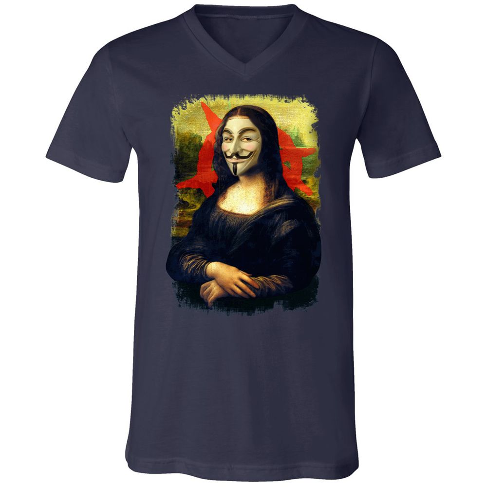 Unisex V-Neck T-Shirt - 85HE9J4U - Navy - 2