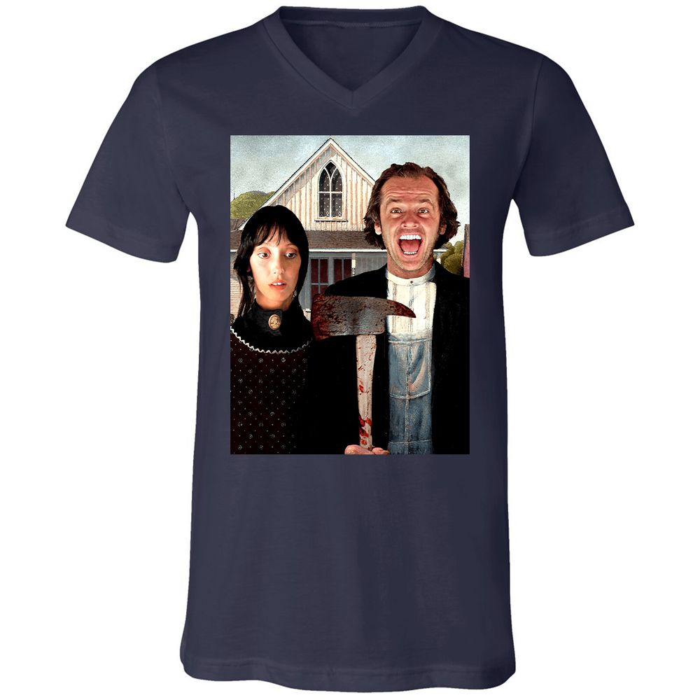 Unisex V-Neck T-Shirt - T1BJ8QQF - Navy - 2