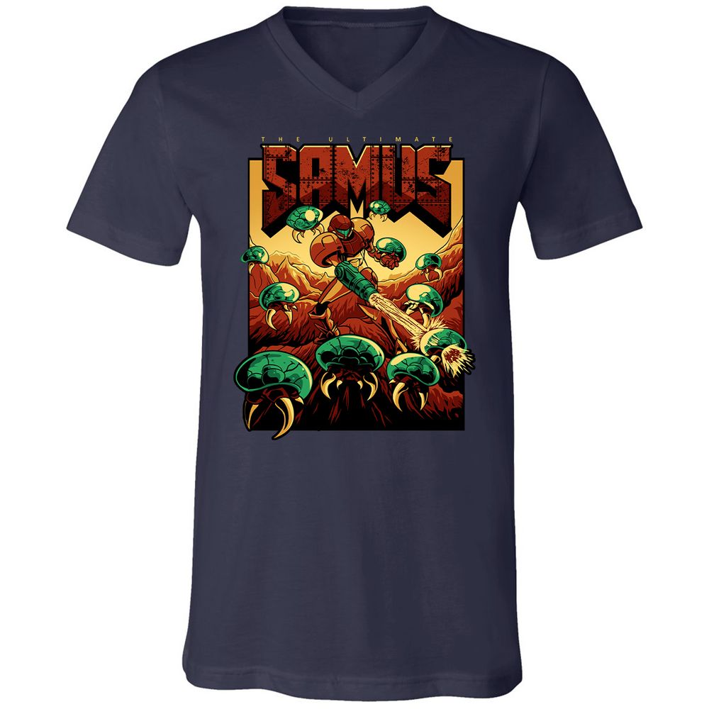Unisex V-Neck T-Shirt - JVU5ALND - Navy - 2