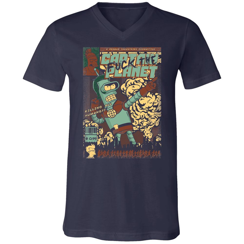 Unisex V-Neck T-Shirt - 3YXHYHQT - Navy - 2