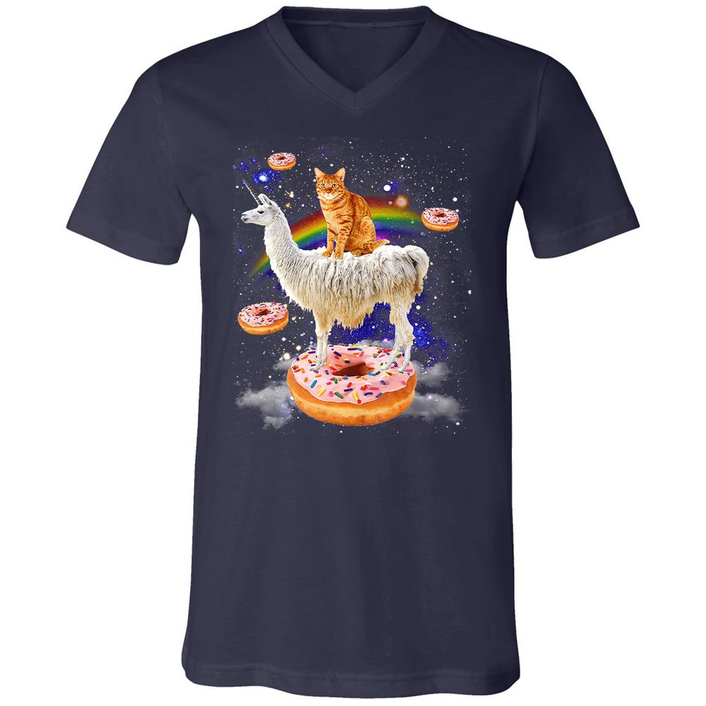 Unisex V-Neck T-Shirt - 4SMALEQW - Navy - 2