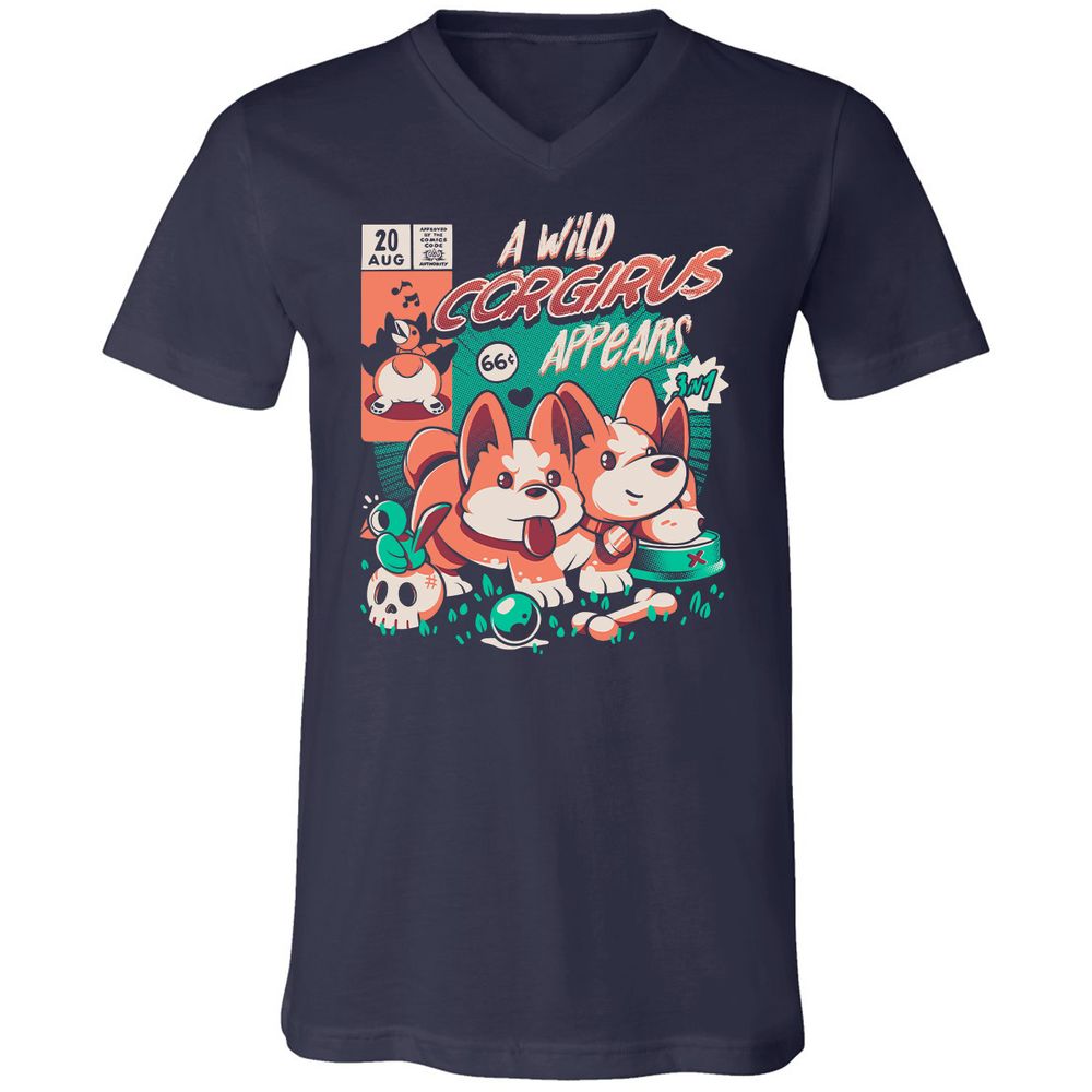 Unisex V-Neck T-Shirt - 3FWEV9N8 - Navy - 2