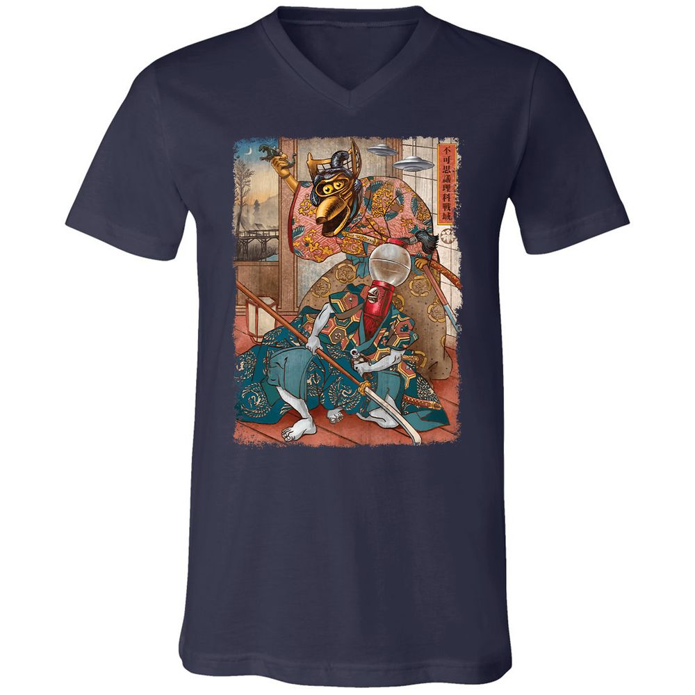 Unisex V-Neck T-Shirt - W9TTMX4X - Navy - 2