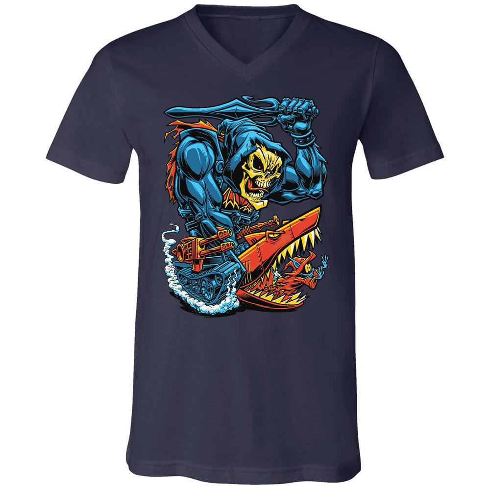 Unisex V-Neck T-Shirt - E6TL76YM - Navy - 2