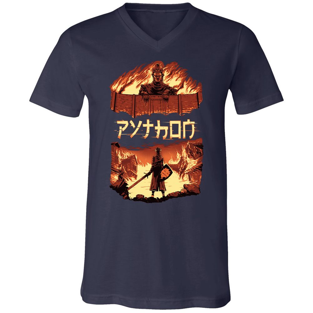 Unisex V-Neck T-Shirt - TAA8EYKU - Navy - 2