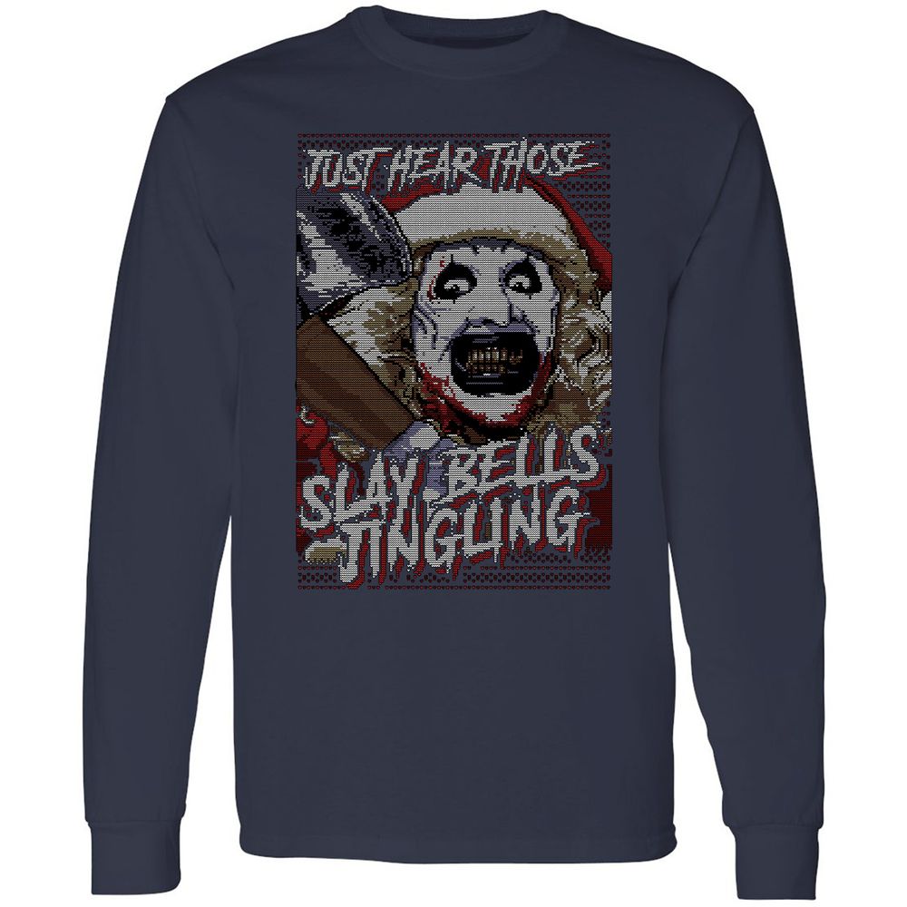Slay Bells Jingling Long Sleeve T-Shirt - Navy - 2