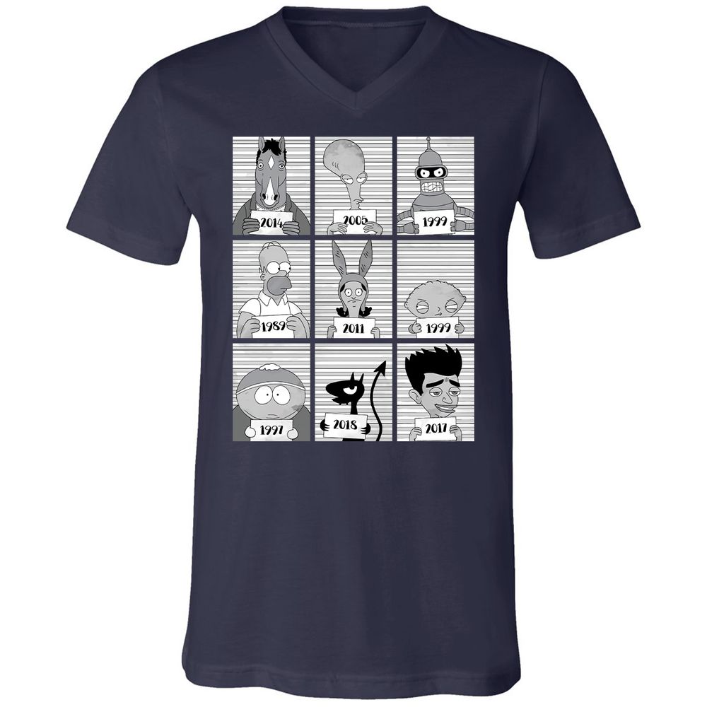 Unisex V-Neck T-Shirt - 1KDQWHJY - Navy - 2