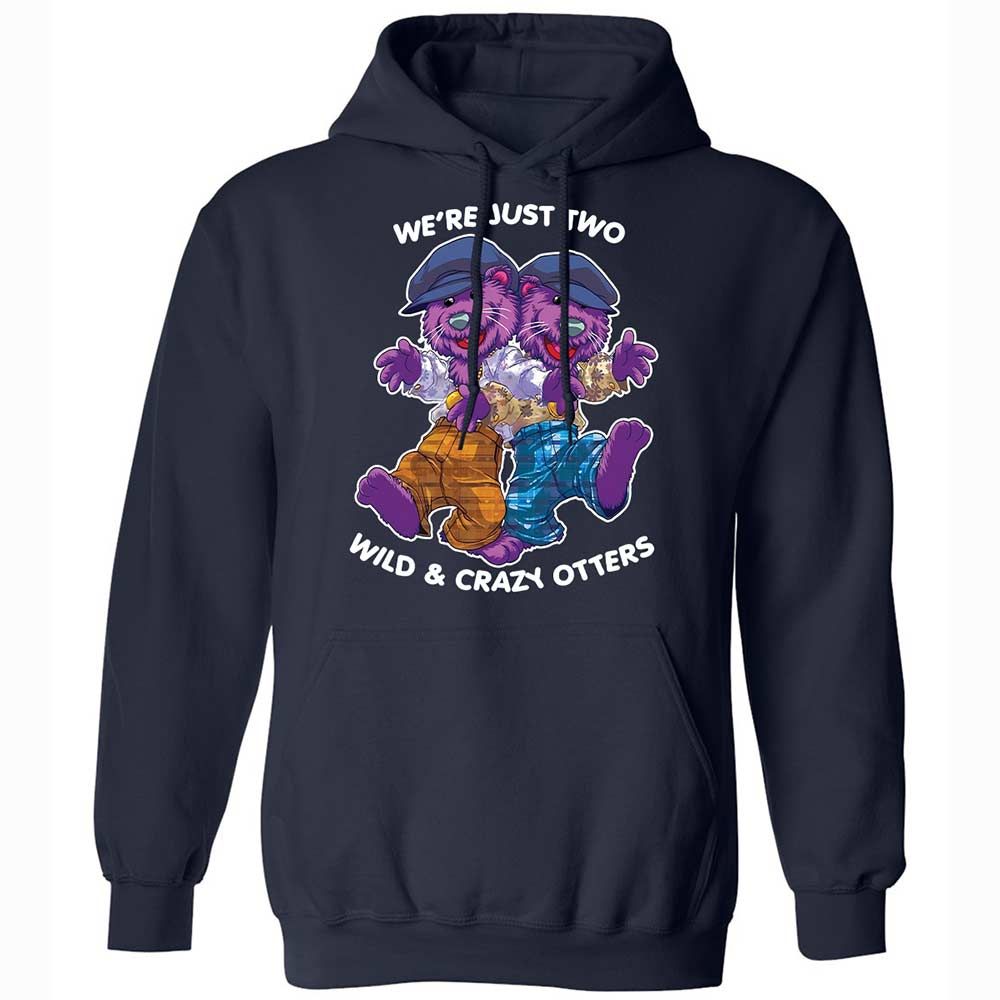 Two wild & crazy otters - Navy - 2