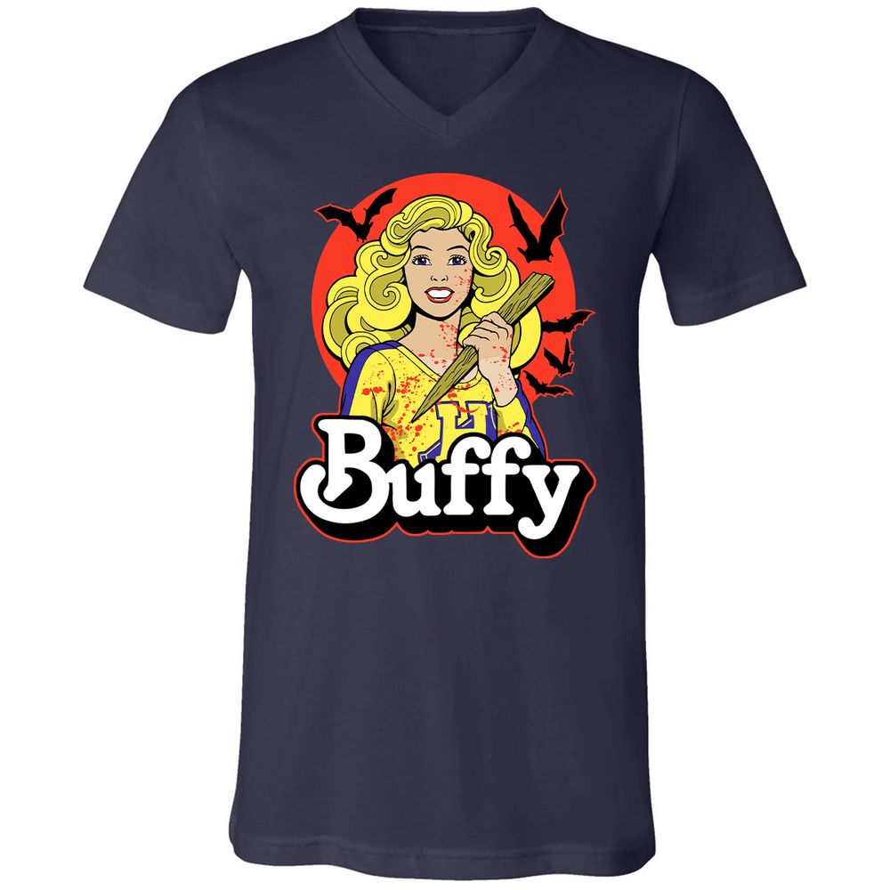 Unisex V-Neck T-Shirt - 5NQ9F77N - Navy - 2
