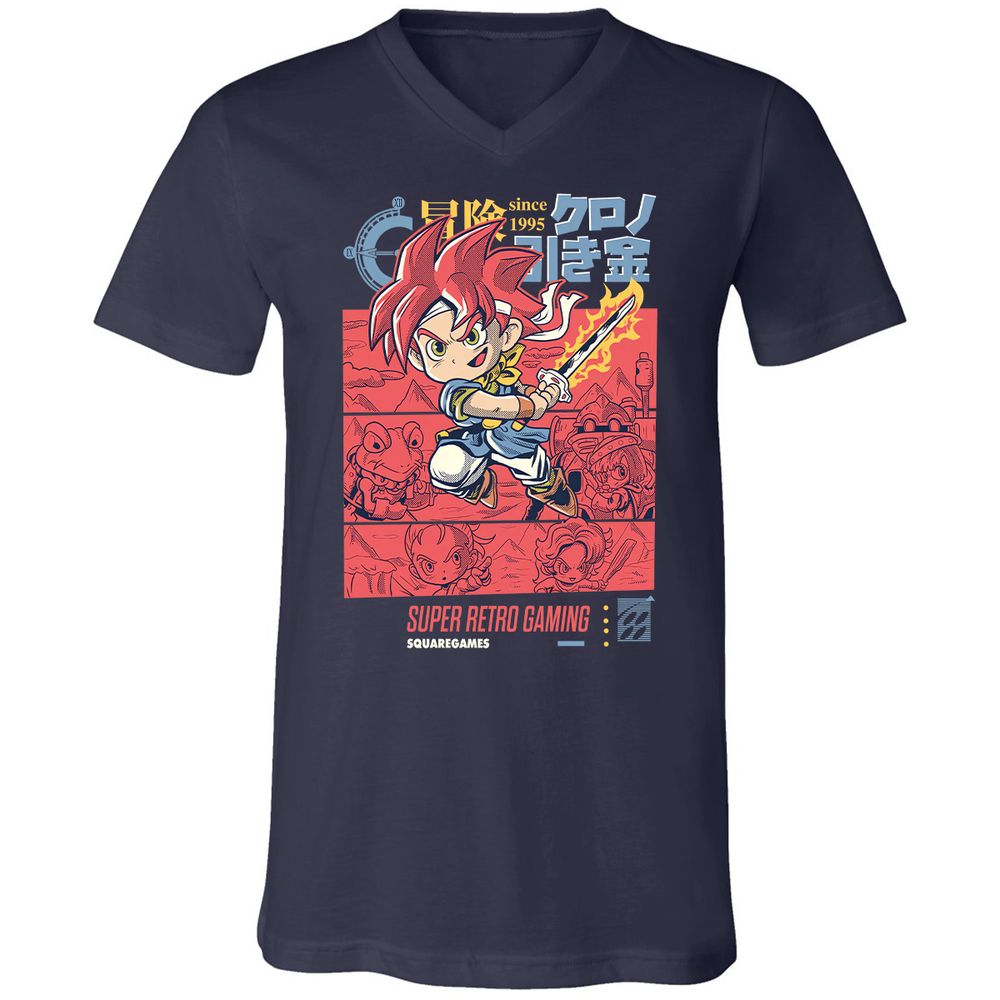 Unisex V-Neck T-Shirt - W85UQ4VY - Navy - 2