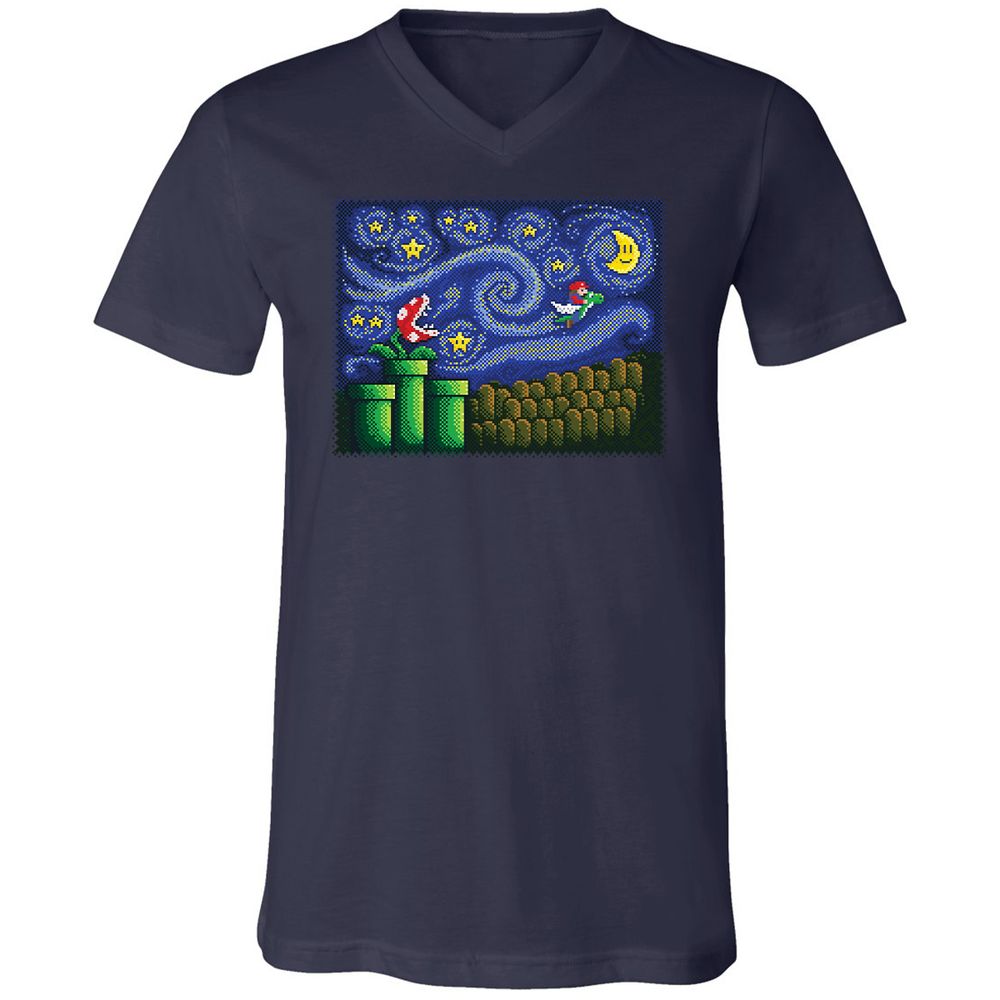 Unisex V-Neck T-Shirt - YNM6H4ZE - Navy - 2