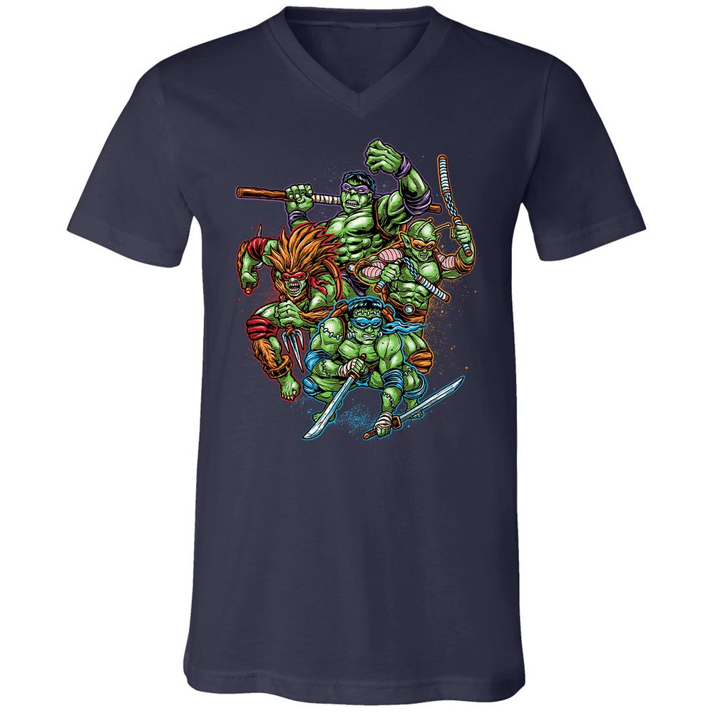 Unisex V-Neck T-Shirt - 89PUVF6B - Navy - 2