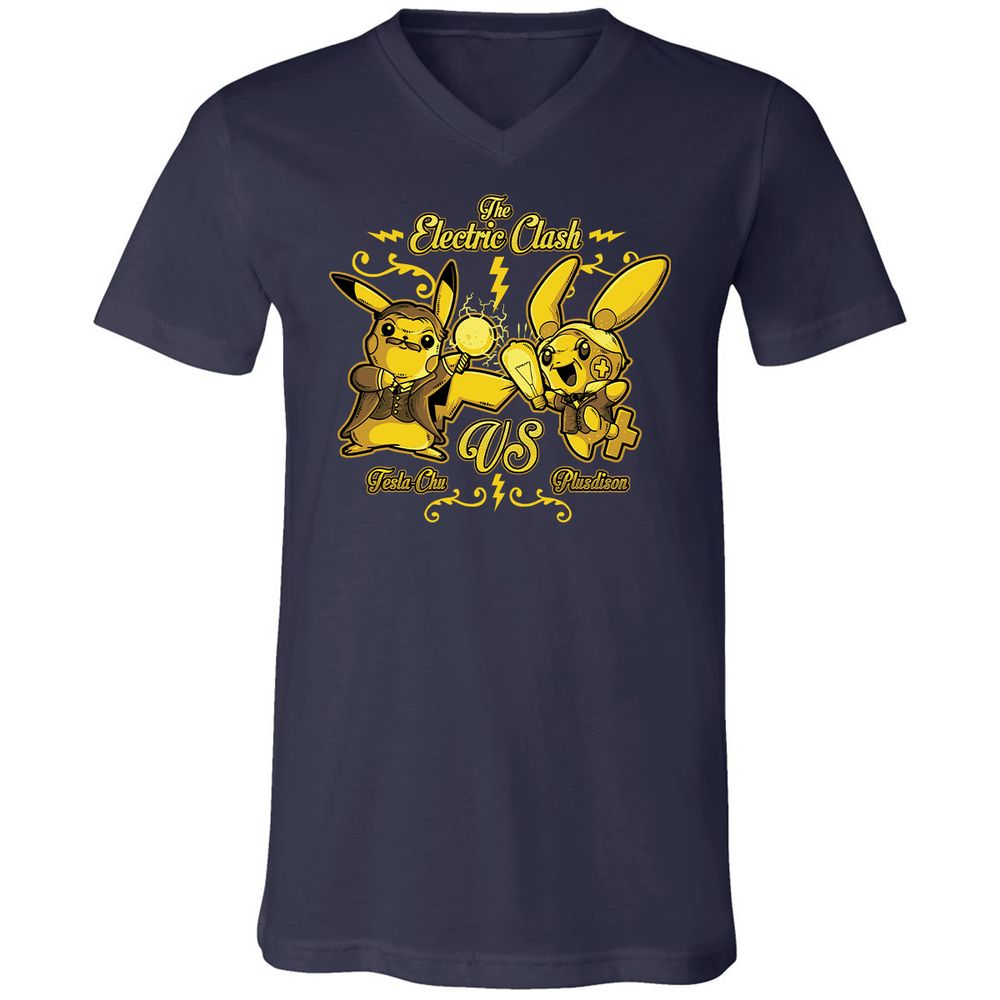 Unisex V-Neck T-Shirt - QWFGCXPK - Navy - 2