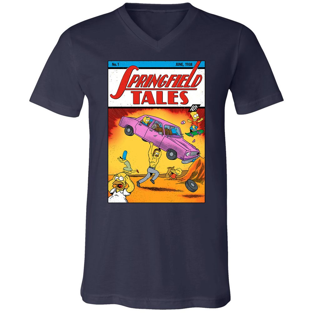 Unisex V-Neck T-Shirt - 7KMPH4NT - Navy - 2