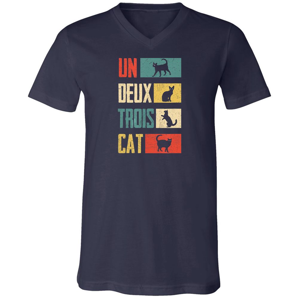 Unisex V-Neck T-Shirt - 3EXCAQLE - Navy - 2