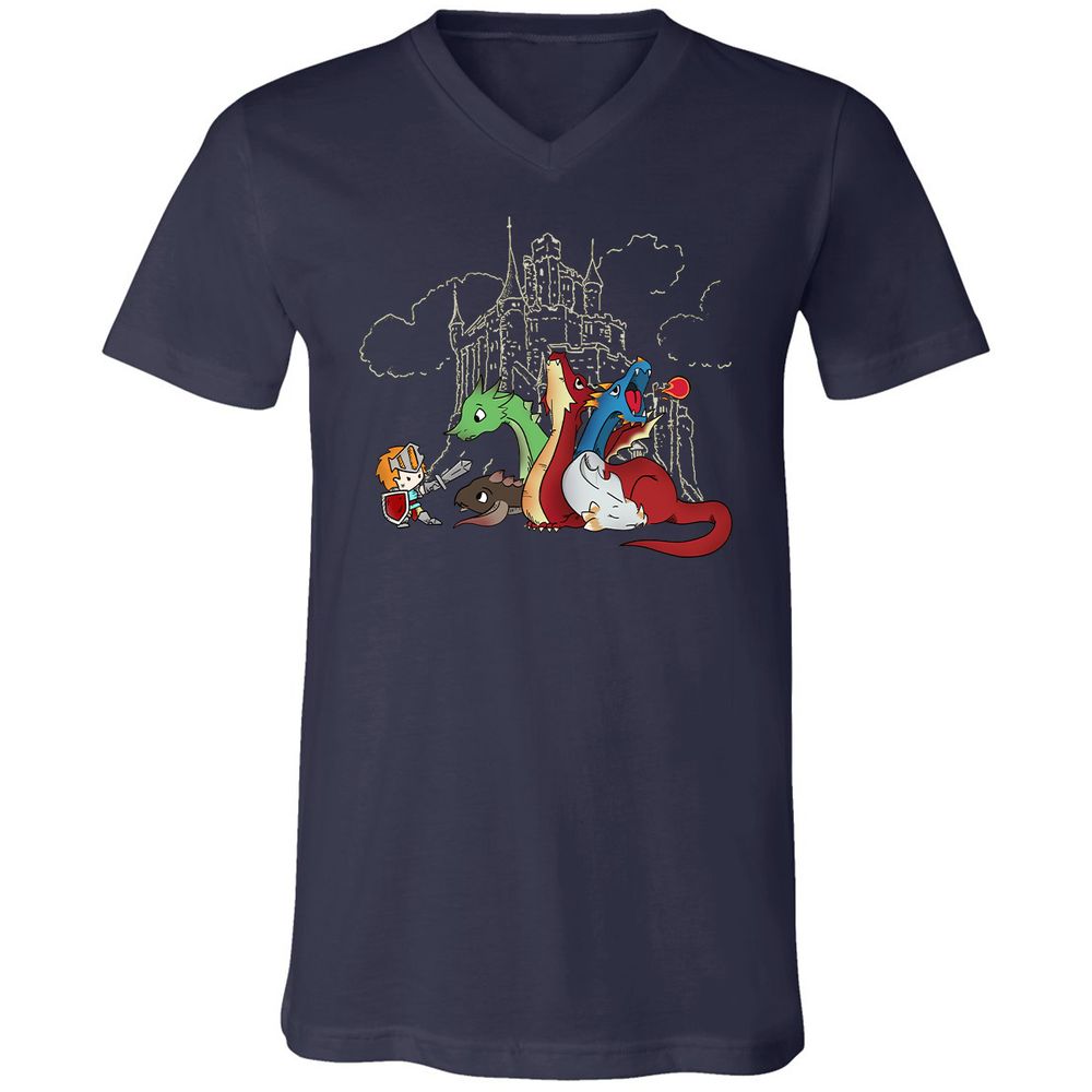 Unisex V-Neck T-Shirt - H3PPBASV - Navy - 2