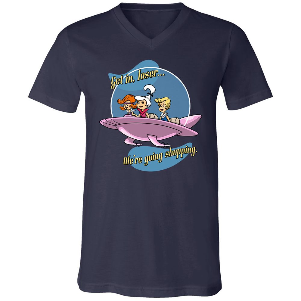 Unisex V-Neck T-Shirt - QCKP9HXC - Navy - 2