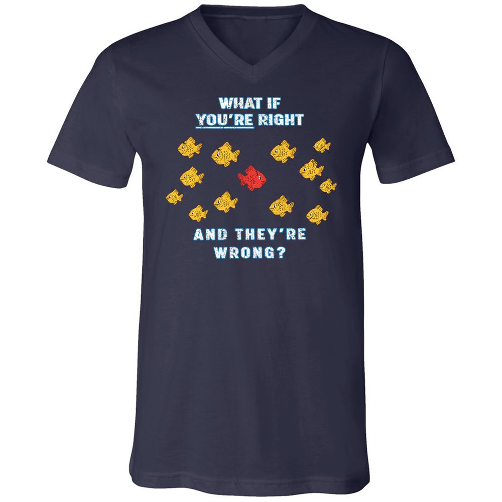 Unisex V-Neck T-Shirt - E7SCPC8Z - Navy - 2