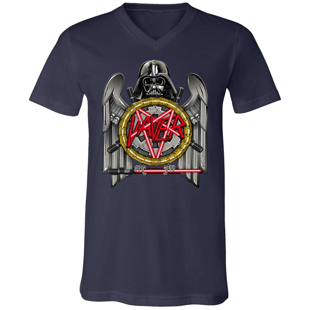 Unisex V-Neck T-Shirt - LQHHBQDZ - Navy - 2