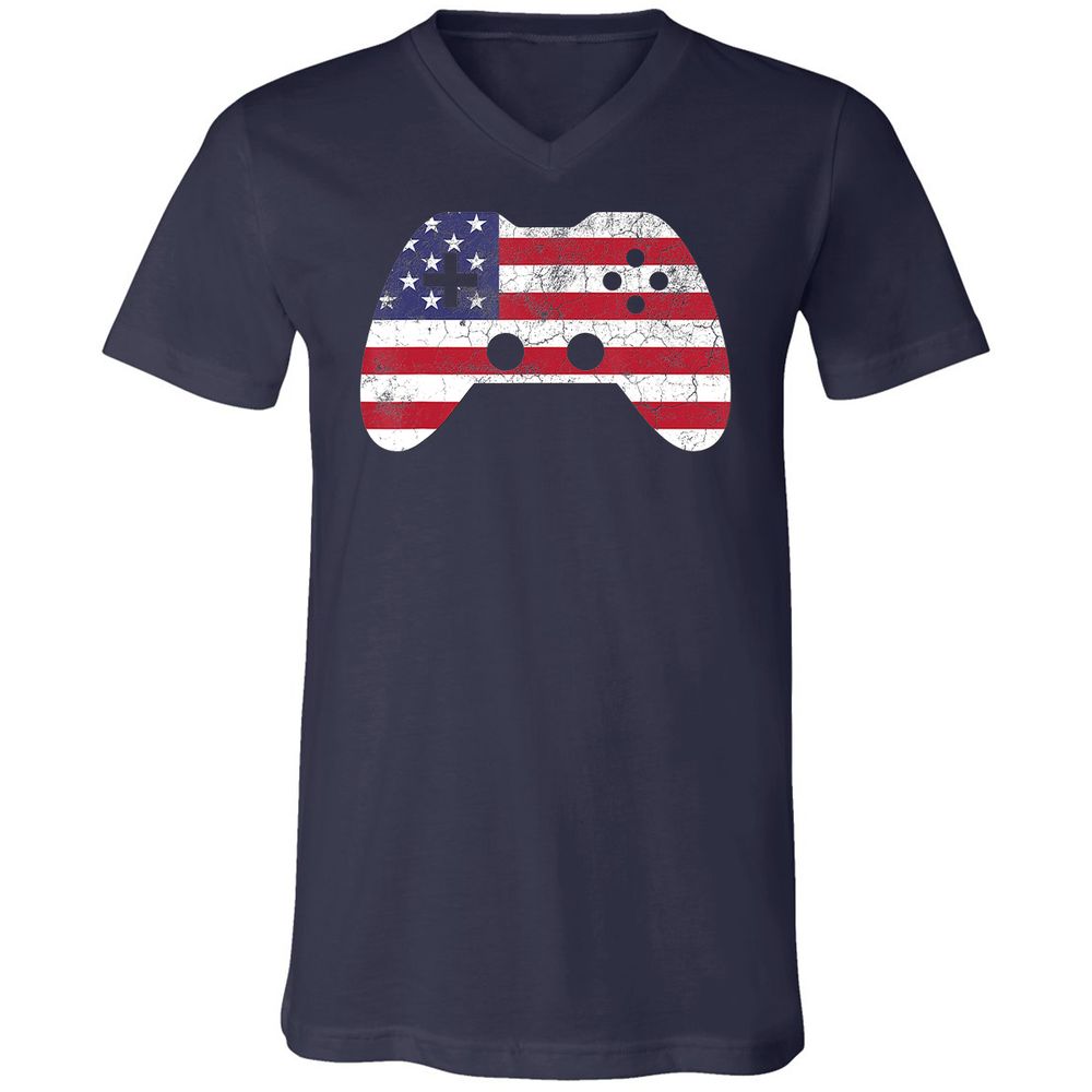 Unisex V-Neck T-Shirt - SKTKF55Q - Navy - 2