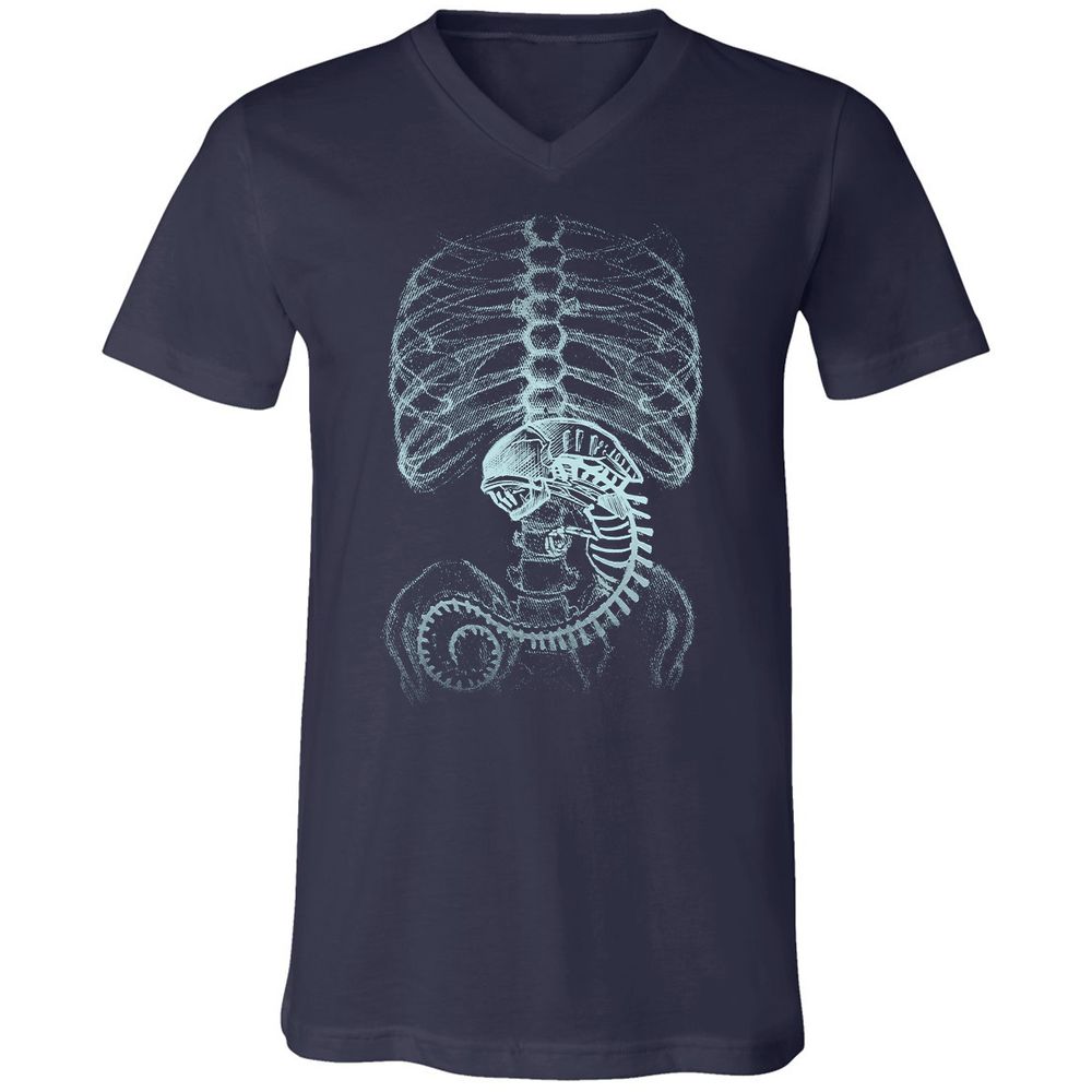 Unisex V-Neck T-Shirt - AXNNW9YT - Navy - 2