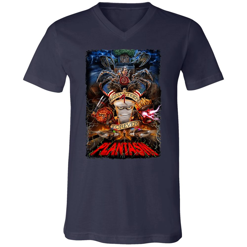 Unisex V-Neck T-Shirt - 76MN11L4 - Navy - 2